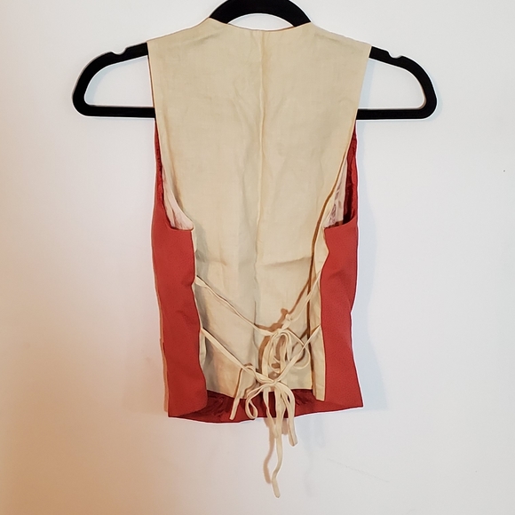 VINTAGE Emporio Armani 80's Coral and Pink Tie-Back Wool Vest Sz 40IT / US 4 - Picture 5 of 11